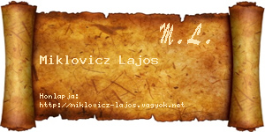 Miklovicz Lajos névjegykártya